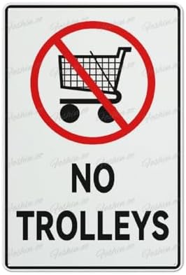 No Trolley Symbol Aluminum Sign Fade Resistant Easy Mounting Indoor/Outdoor Use Sign 12X8 Inch