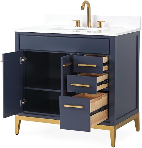 Tennant Brand 36 inch Modern Style Beatrice Bathroom Sink Vanity (Navy Blue, 36 inch)