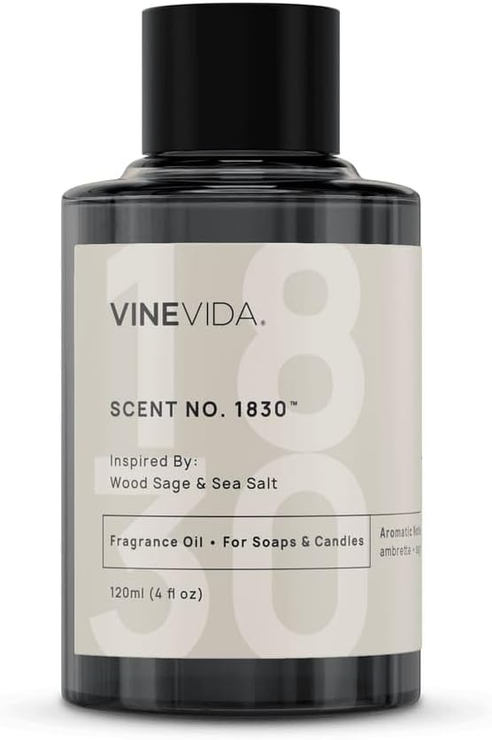 VINEVIDA [120mL] Wood Sage & Sea Salt Fragrance Oil for Candle Making - Natural Candle Oil Scents - Soap Making Essential Oil - Made in USA