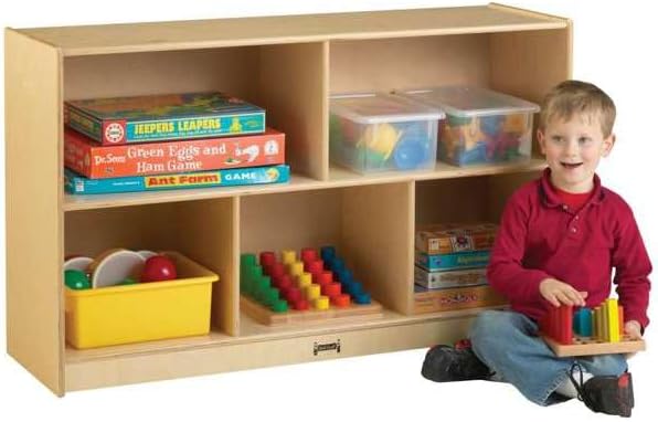 Jonti-Craft Low Single Mobile Storage Unit Shelves, 29.5 x 48 x 15 in,Yellow