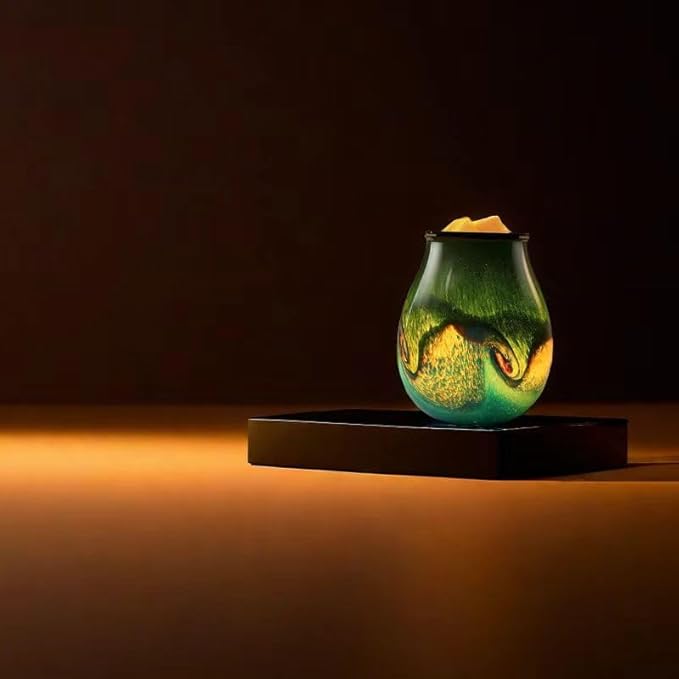 Glass Electric Wax Melt Warmer Oil Burner with Stable Heating PTC Reusable Silicone Tray 7 Colorful Changing Led Light Night Light Scent Warmer for Home Fragrance Warmers-GreenTimer