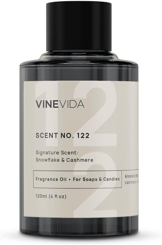 VINEVIDA Scent NO. 122 Fragrance Oil - 120mL (4oz) - Signature Scent: Snowflake & Cashmere Fragrance Oil for Candle Making - Made in USA Candle Scents Scents for Soap Making