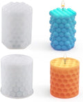2Pcs 3D Bubble Candle Molds, Silicone Cylinder & Cube Molds for DIY Candle & Soap Craft Making