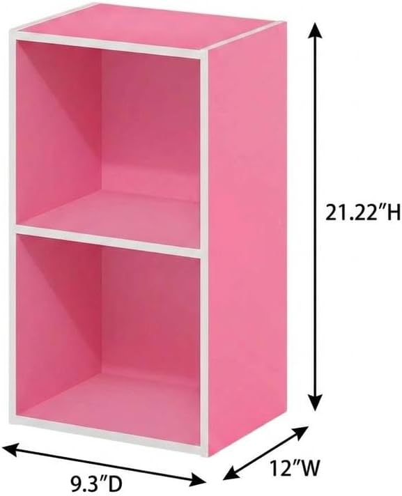 Furnifact Pink White Bookcase with Wooden Construction, Modern Design, Durable Material, Stylish Storage Solution for Home Office or Living Room