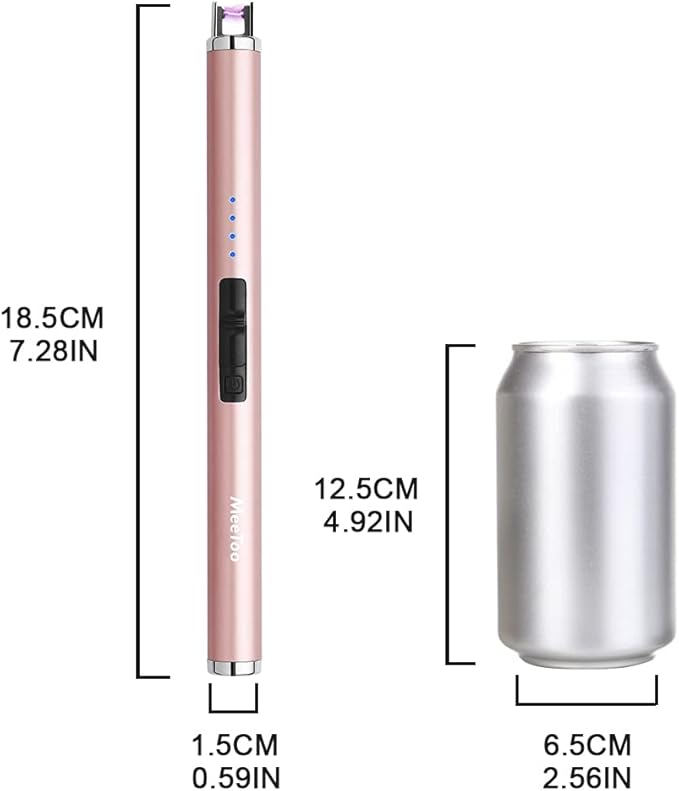 MeeToo Candle Electric Lighter Rechargeable USB Type-C Lighters for Candle Christmas Kitchen Camping Party, Gifts for Wife Women Men Nana Rose Gold
