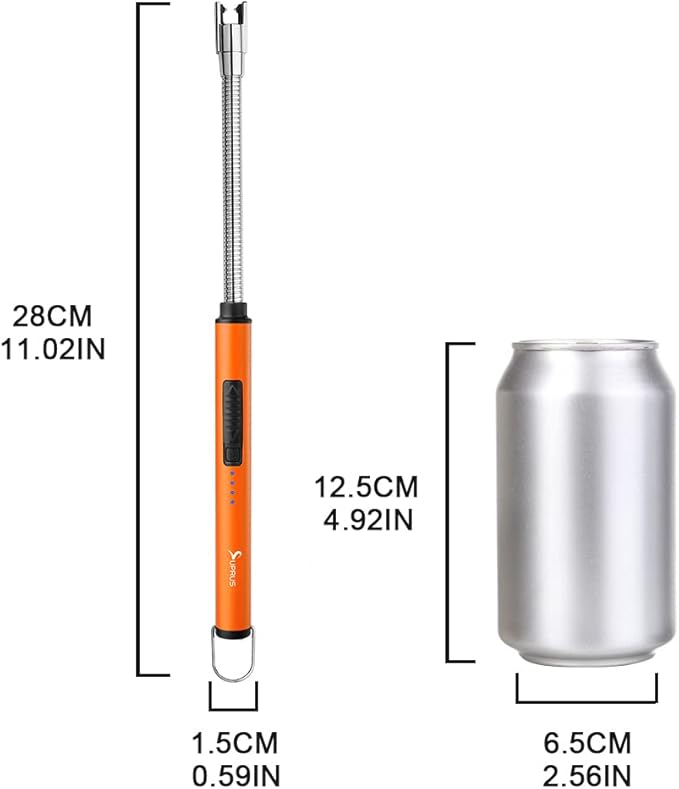 SUPRUS Fluorescent Lighter Glows in The Dark 360°Flexible Neck USB Rechargeable Windproof Triple Safety for Candle Cooking BBQ in Party (Orange)
