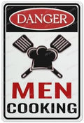 Warning Sign Retro Tin Sign Danger Men Cooking Kitchen Wall Or Door Sign Wall Art Decor,Home Decor/Lover Gifts/Wall Decor/Guest Wall Decor Art Sign 8 X 12 Inches