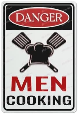 Warning Sign Retro Tin Sign Danger Men Cooking Kitchen Wall Or Door Sign Wall Art Decor,Home Decor/Lover Gifts/Wall Decor/Guest Wall Decor Art Sign 8 X 12 Inches