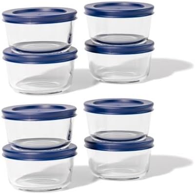 DURA LIVING 16-Piece Glass Food Storage Containers Set (8 Containers + 8 BPA-Free Lids) | 1-Cup, Leakproof | Microwave, Freezer, Oven & Dishwasher Safe | Ideal for Meal Prep & Pantry Organization
