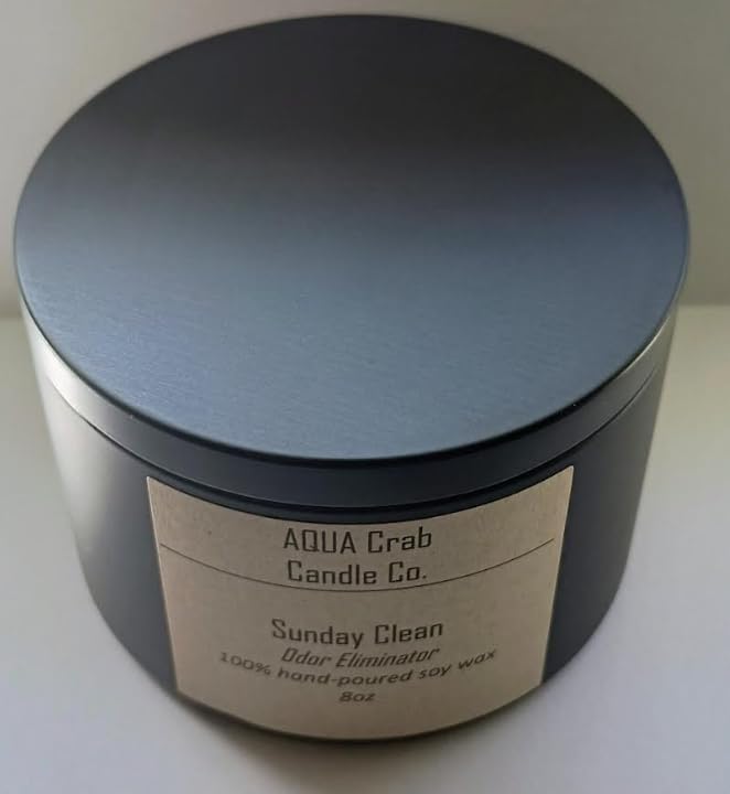 Odor Eliminator Candle, 8 oz., Soy Wax, Fresh Linen Scent, Sunday Clean