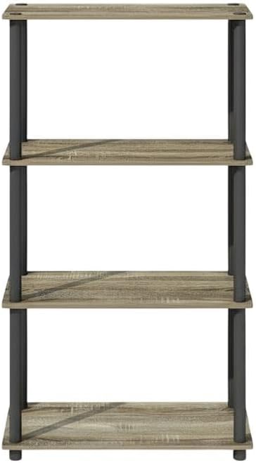 Furnifact French Oak Black Bookcase, Modern Wood Storage Shelf, Durable Construction, Stylish Home Office or Living Room Organizer