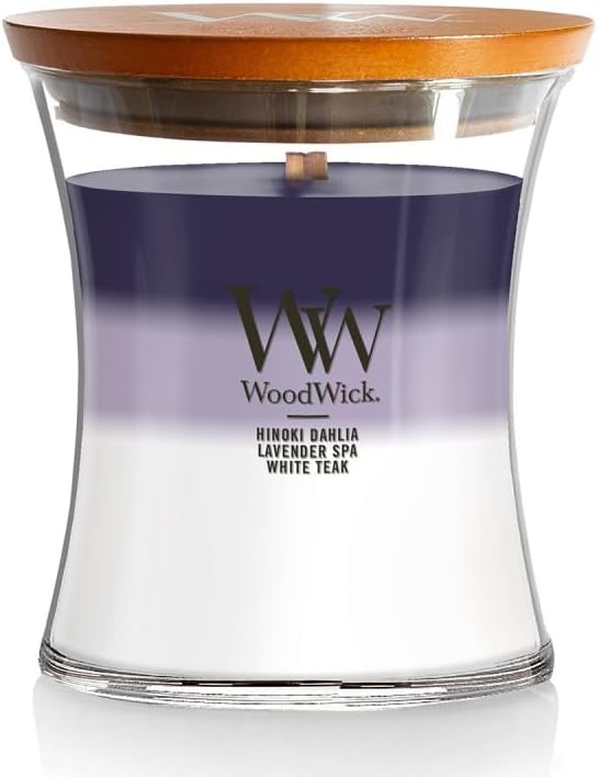 WoodWick Medium Hourglass Candle Evening Luxe - Premium Soy Blend Wax Pluswick Innovation Wood Wick Made in USA
