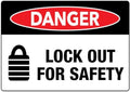 Danger Lock Out For Safety Sign For House Door Office Business Yard,Metal Aluminum Rust Free Sign - 12"" X 8"", Pre-Drilled Holes, Weather Resistant