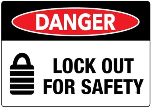 Danger Lock Out For Safety Sign For House Door Office Business Yard,Metal Aluminum Rust Free Sign - 12"" X 8"", Pre-Drilled Holes, Weather Resistant