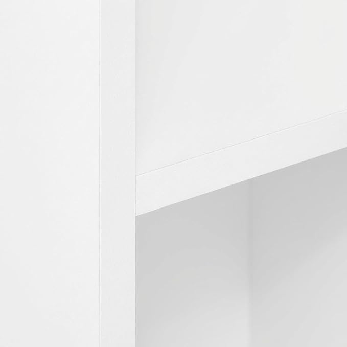 Furnifact White Bookcase with Wooden Shelves, Elegant Storage Solution, Modern Design, Durable Wood Material, Suitable for Living Room or Office Use