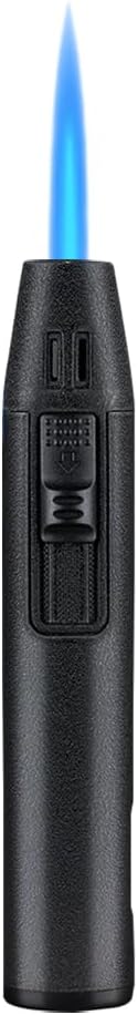 Navpeak Mini Torch Lighter Windproof Jet Blue Flame Lighters Compact Portable with Gas Window Refillable Butane Torch for Candle Craft Outdoor BBQ Grill (Butane Not Included)(Matte Black)