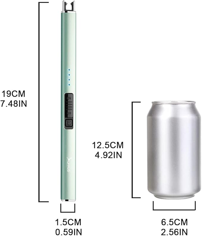 SUPRUS Electric Arc Windproof Flameless USB Lighter Rechargeable Lighter with Safety Lock for Candle BBQ Camping (Green, 3)