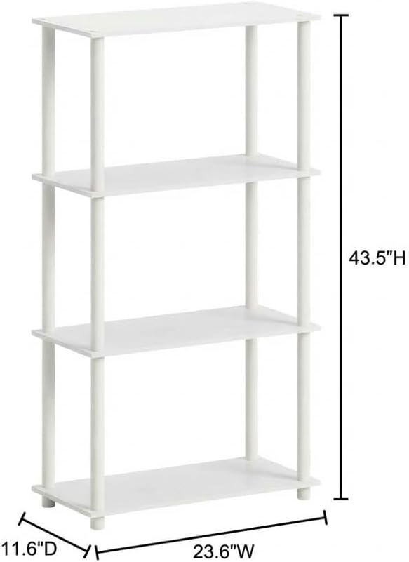 Furnifact White Bookcase, Modern Design, Sturdy Wood, Home or Office Storage, Ample Space for Books and Decorative Items