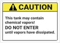 Caution Tank May Contain Chemical Vapors Sign For House Door Office Business Yard,Metal Aluminum Rust Free Sign - 12" X 8", Pre-Drilled Holes, Weather Resistant