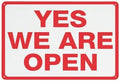 Placards Of Metal Yes We Are Open Aluminum Sign Fade Resistant Easy Mounting Indoor/Outdoor Use Sign 12X8 Inch