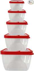 10-Piece Food Storage Containers with Vented Lids, Airtight and BPA Free, Stackable, Microwave, Freezer, and Dishwasher Safe (Red)