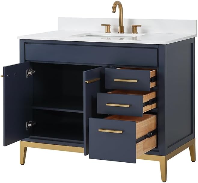 Tennant Brand 42 inch Modern Style Beatrice Bathroom Sink Vanity (Navy Blue, 42 inch)
