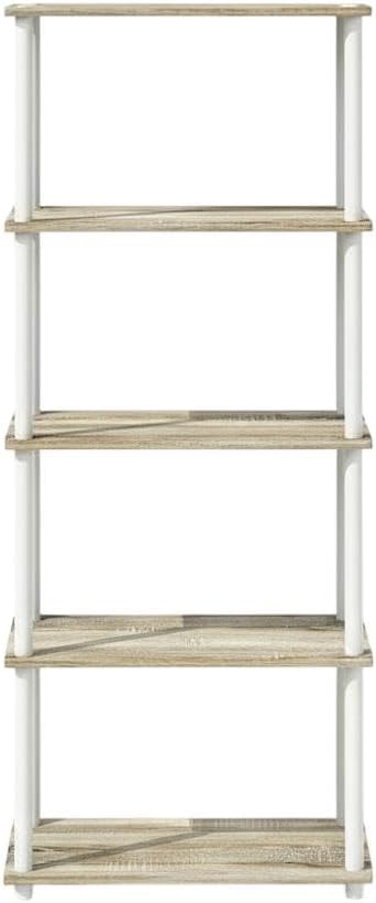Furnifact White Bookcase, Sonoma Oak, Modern Design, Sturdy Wood, Spacious Shelves, Versatile Storage for Home or Office