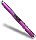 USB Rechargeable Candle Lighter Electronic Arc Lighter Windproof Flameless with Safety Button for Camping Cooking BBQ (Purple)