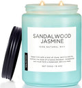 M&SENSE Sandalwood Jasmine Scented Candles for Home, 19.4oz Natural Soy Wax, 110-Hour Long Lasting, Non Toxic Soy Candles Clean Burn, Spring Smelling for Mom, Aromatherapy Gifts for Housewarming