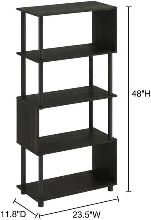 Furnifact Espresso Bookcase with Elegant Wooden Design, Sturdy Construction, Featuring 1 Piece for Home Office, Living Room, or Study Use