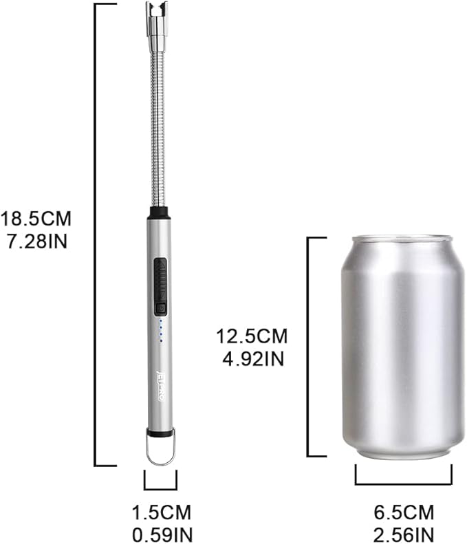 Candle Lighters USB Rechargeable Arc Electric Lighter with 360° Flexible Neck for Candle BBQ Camping (Silver)