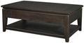 Furnifact Mahogany Lift Top Cocktail Table – Modern Coffee Table with Storage Shelf and Lift Mechanism, Ideal for Entertaining or Living Room Use