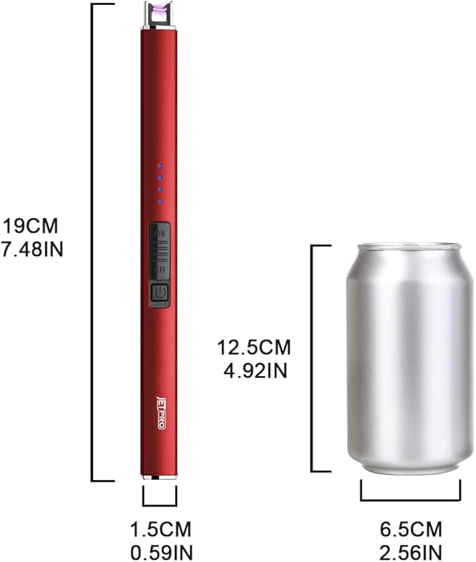 Electric Arc Windproof Lighter Flameless USB Rechargeable Lighter with Safety Lock for Candle BBQ Camping (Red)