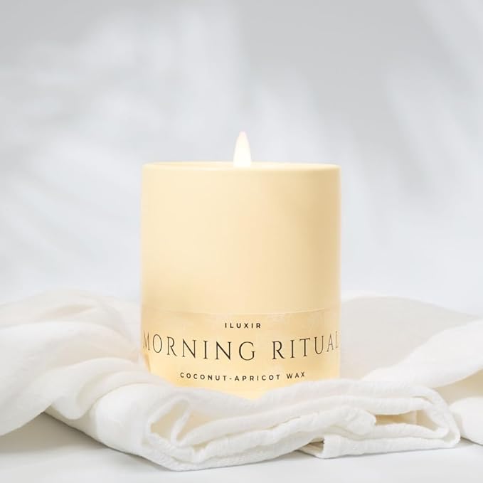 Morning Ritual Scented Candle – Earthy Moss, Palo Santo & Sandalwood, Perfect for Slow Mornings, Meditation, Yoga & Relaxation – Vegan & Phthalate-Free – 13 oz with Bamboo Lid