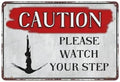 Vintage Aluminum Sign Caution Please Watch Your Step Down Arrow Sign Vintage Metal Sign 12"X8" Aluminum Warning Signs For Property Business Yard House Office