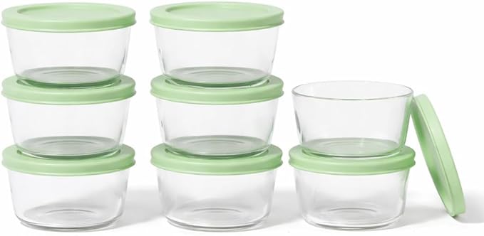 DURA LIVING 16-Piece Glass Food Storage Containers Set (8 Containers + 8 BPA-Free Lids) | 1-Cup, Leakproof | Microwave, Freezer, Oven & Dishwasher Safe | Ideal for Meal Prep & Pantry Organization
