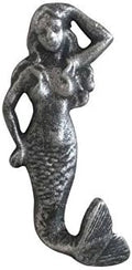 Handcrafted Nautical Decor Antique Silver Cast Iron Mermaid Hook 6" - Mermaid Decoration - Decorative Wall
