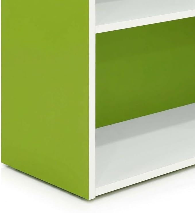 Furnifact White and Green 5-Tier Reversible Open Shelf Bookcase, Durable Construction, Stylish Modern Design for Living Room, Bedroom, Office Storage