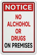 Metal Sign Notice No Alcohol Or Drugs On Premises Metal Sign Rules Aluminum Metal Warning Sign Uvresistance Waterproof Easy To Install For House And Business 12""X8"", Matel2