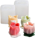 Cestony 2Pcs 3D Tulip with Leaves Candle Silicone Molds for Making Candle Resin Pillar Aromatherapy Gypsum Candles Wax Soap Flower Specimen Clay Craft