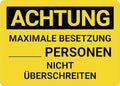 Achtung Maximale Besetzung Personen Nicht U Berschreiten Caution Maximum Occupancy Not To Excee 12X8 Inch Tin Sign Great For Garden And Yard Wall Decor