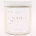 River Birch Candles Cranberries & Pine Scented Candle | Premium, All-Natural, Non-Toxic, Soy Candles | 16oz 90 Hr Burn Time | Cozy Relaxing Gifts for Home