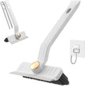 Multi-Function Rotating Crevice Cleaning Brush with Scraper, 360 Degree Rotating No Dead Corners Hard Bristle Crevice Gap Brush Tool for Bathroom Household Kitchen (White)