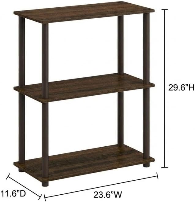 Furnifact Walnut Brown Bookcase with Classic Design, Solid Wood Construction, Adjustable Shelves, Durable Finish, Suitable for Living Room or Office Use