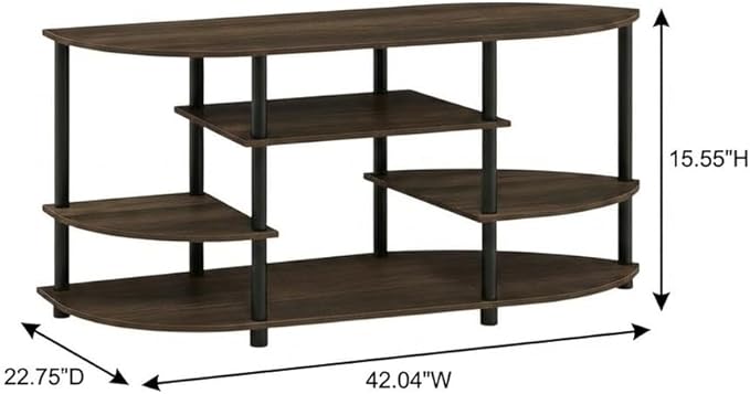 Furnifact Walnut/Black TV Stand, Modern Design, Easy Assembly, Durable Composite Wood and Plastic, for Living Room, Entertainment Center