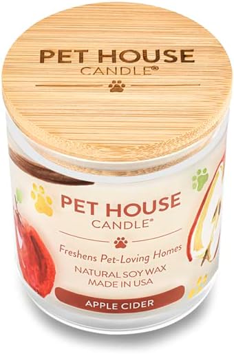One Fur All Pet House Fall Candles, Long Lasting, Clean Burning, Soy Wax Scented Candles for Pet Odor, Apple Cider