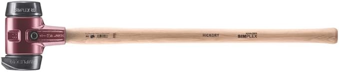 Halder Simplex SledgeHammer 3022.281 – Medium-Hard "Stand-Up" Rubber Inserts, Cast Iron Housing with Handle Protection Sleeve, Varnished Wooden Handle, 80mm, 7.3 lbs.