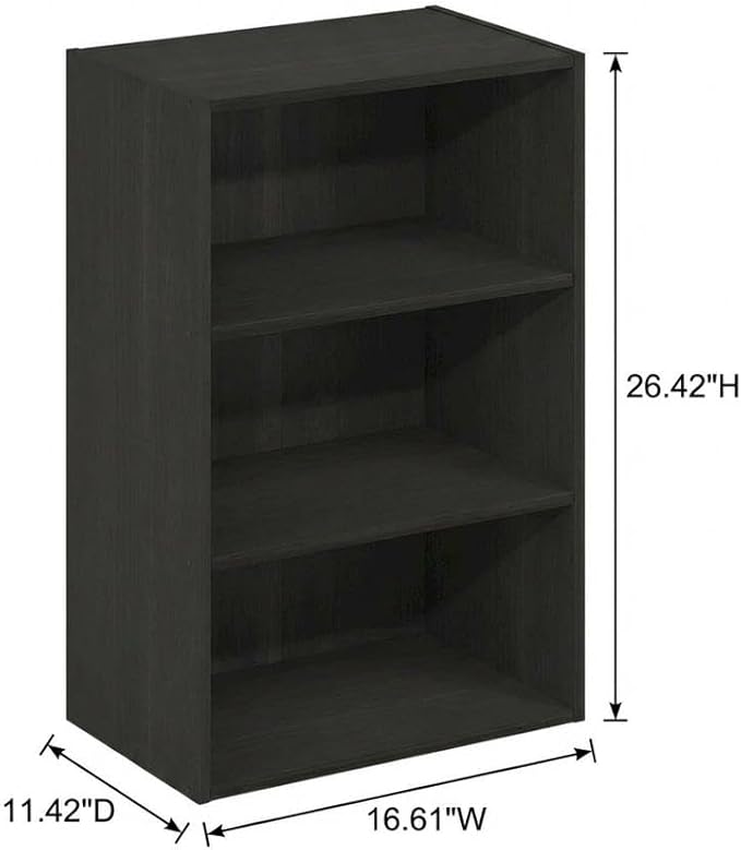 Furnifact Espresso Bookcase, Wood Construction, Modern Design, Durable Storage, Versatile, for Living Room or Office Organization