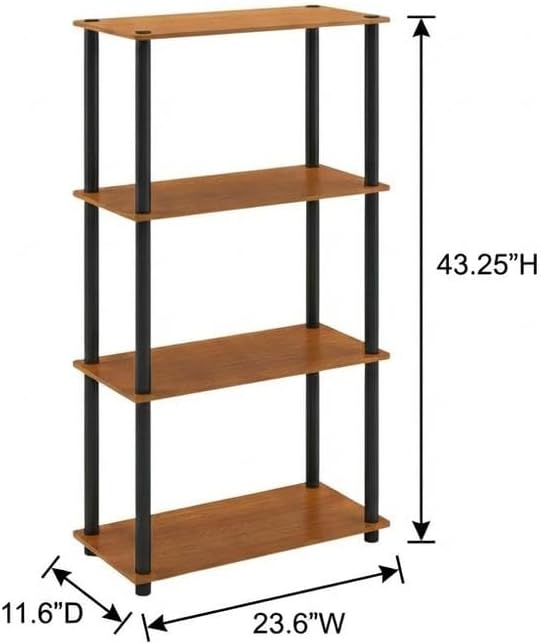 Furnifact Light Cherry Black Bookcase with Wood Construction, Spacious Storage, Stylish Design, Perfect for Home and Office Use