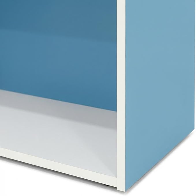 Furnifact White and Light Blue 5-Tier Reversible Open Shelf Bookcase, Durable, Spacious Storage, Versatile for Living Room or Office